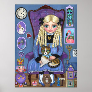 Poster Alice à Wonderland & Dinah Cat Cute Fairy Tale