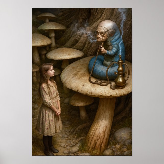 Poster Alice And Hookah Smoking Caterpillar (Devant)