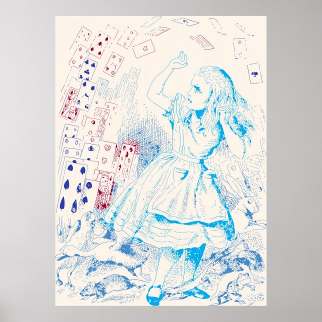 Poster Alice attaquée par des cartes (Devant)