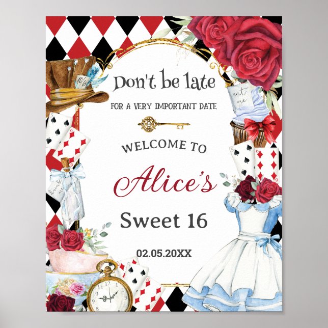 Poster Alice au pays des merveilles Anniversaire Tea Part (Devant)