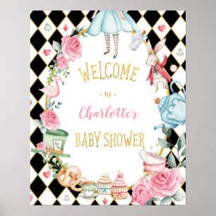 Poster Alice au pays des merveilles Baby shower de Tea Pa