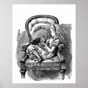 Poster Alice au Pays des merveilles chaton noir antique v