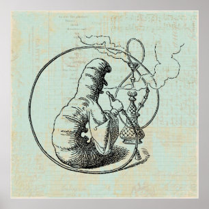 Poster Alice au pays des merveilles Chatte à chenille Fum