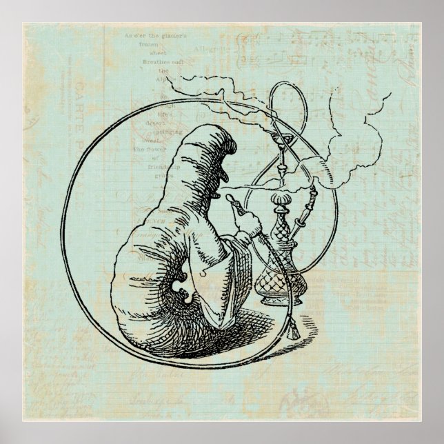 Poster Alice au pays des merveilles Chatte à chenille Fum (Devant)