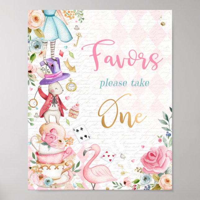 Poster Alice Au Pays Des Merveilles Fête Anniversaire Fav (Devant)