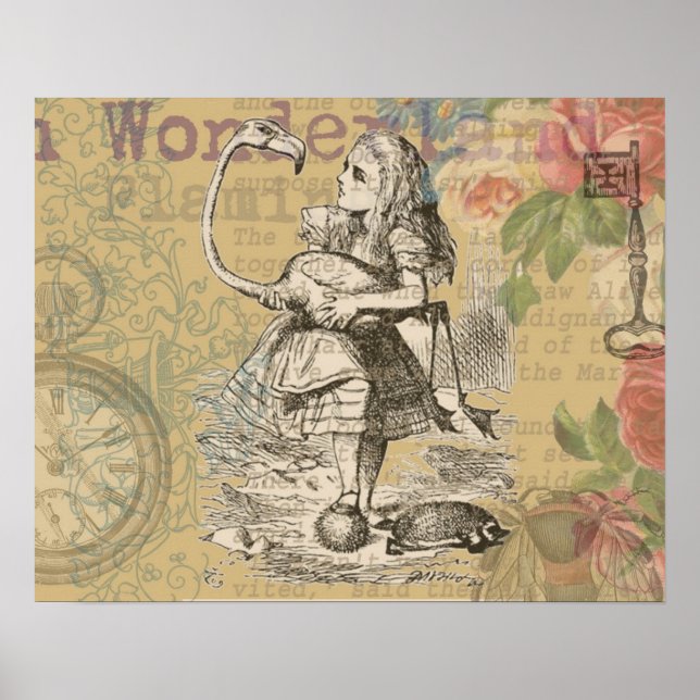 Poster Alice au pays des merveilles Flamant rose classiqu (Devant)