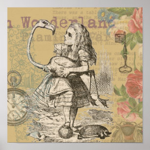 Poster Alice au pays des merveilles Flamant rose classiqu