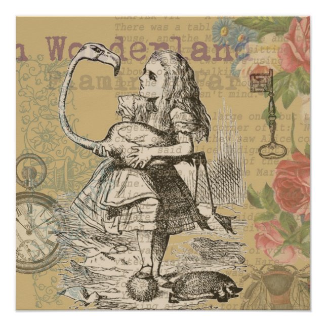 Poster Alice au pays des merveilles Flamant rose classiqu (Devant)