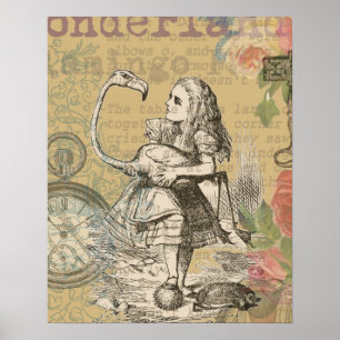 Poster Alice au pays des merveilles Flamant rose classiqu