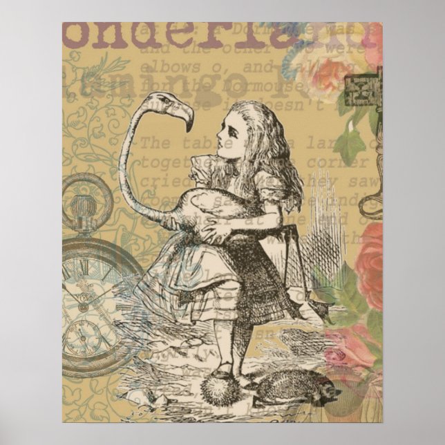 Poster Alice au pays des merveilles Flamant rose classiqu (Devant)