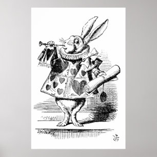 Poster Alice au pays des merveilles - Le héraut (lapin bl