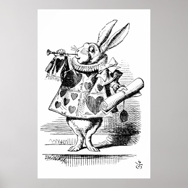 Poster Alice au pays des merveilles - Le héraut (lapin bl (Devant)