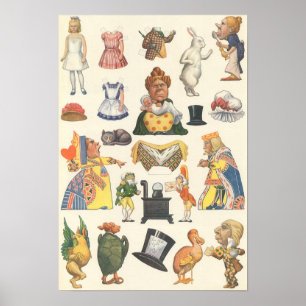 Poster Alice au pays des merveilles, papier découpé victo