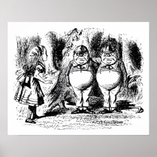 Poster Alice au pays des merveilles vintage, Tweedledum T