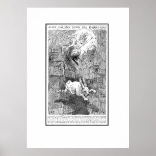 Poster Alice descend le trou de lapin