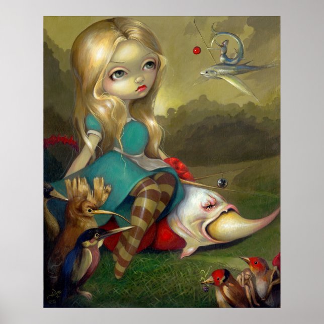 Poster Alice et Bosch Birds ART IMPRIMER Wonderland (Devant)