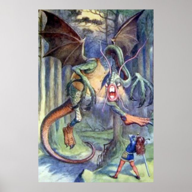 Poster Alice et l'affiche en couleur complète Jabberwocky (Devant)