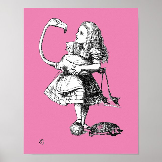 Poster Alice et le Flamant rose ( bkgrd rose ) (Devant)