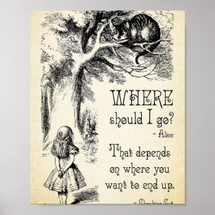 Poster Alice in Wonderland - Citation Cheshire Cat - Où S