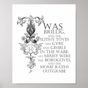 Poster Alice In Wonderland Jabberwocky Poem Poem Panneau