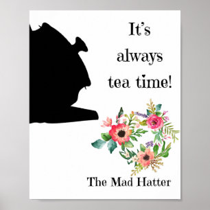 Poster Alice in Wonderland Wall Art, Citation de thé
