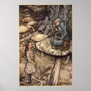 Poster Alice & la chenille par Arthur Rackham