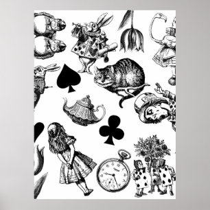 Poster Alice Lapin Blanc Wonderland Classique