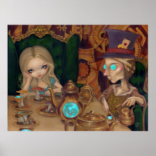 Poster Alice & Mad Hatter steampunk pays des merveilles I