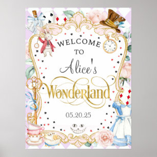 Poster Alice merveilleland fêté de thé fêté signe d'accue