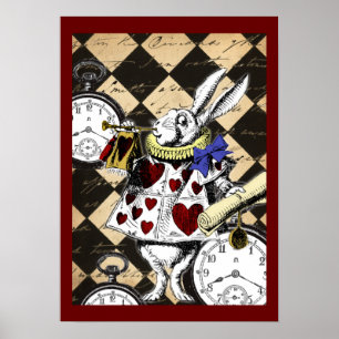 Poster Alice Rabbit blanc au pays des merveilles Imprimer