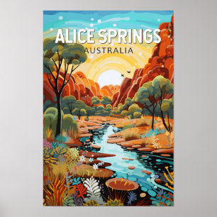 Poster Alice Springs Australie Travel Art Vintage