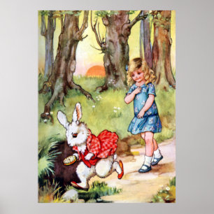 Poster Alice suit le lapin blanc au pays des merveilles