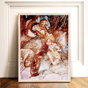 Poster Alice vintage au pays des merveilles Amis animaux