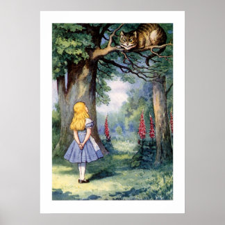 Poster Alice vintage Au Pays Des Merveilles Et Chat Au-De