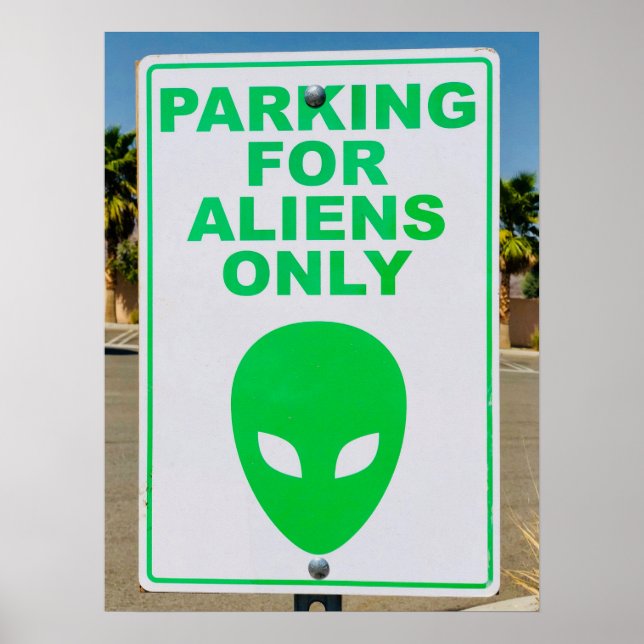 Poster Alien Art Parking Pour Aliens Seulement Signer Typ (Devant)