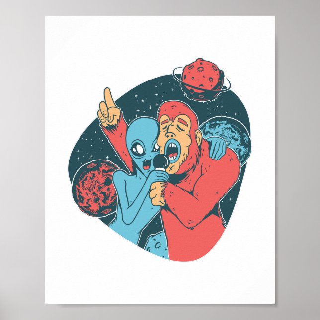 Poster Alien Bigfoot Sasquatch Funny Camping Cadeau (Devant)