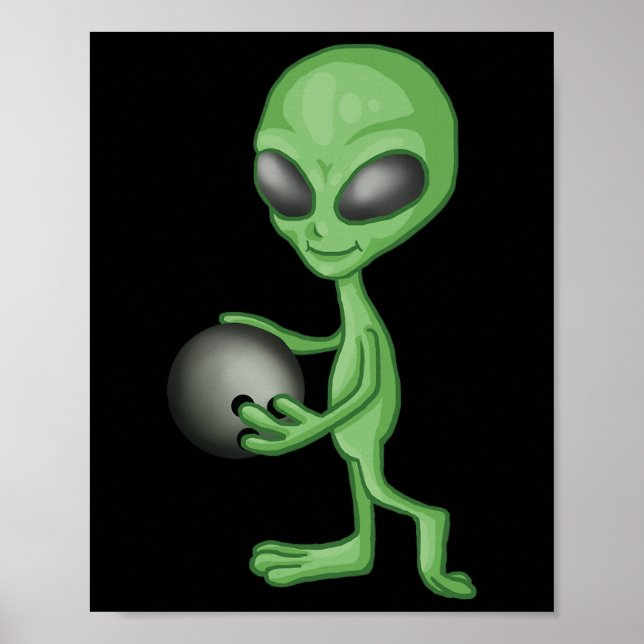 Poster Alien Bowling Funny Bowler (Devant)