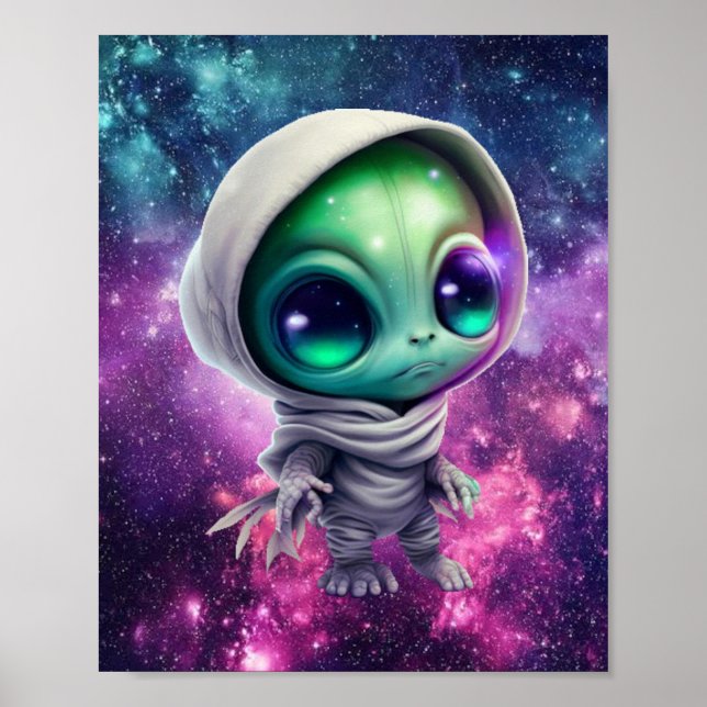 Poster Alien Chibi en Sweat - shirt à capuche (Devant)