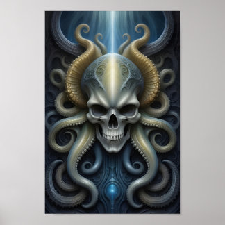 Poster Alien Crâne Octopus - 001 - Art Imaginaire