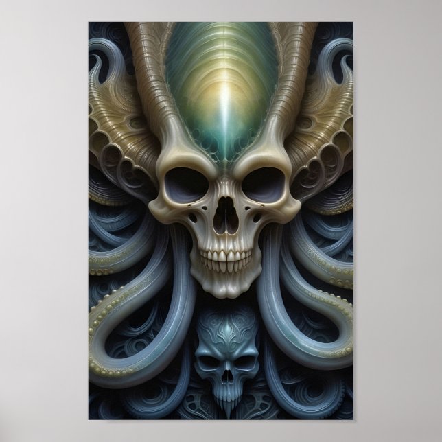Poster Alien Crâne Octopus - 006 - Art Imaginaire (Devant)