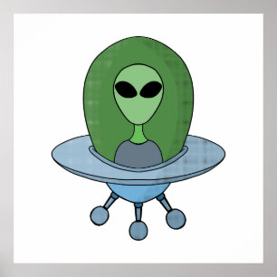 Poster Alien dans son petit vaisseau spatial
