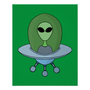 Poster Alien dans son petit vaisseau spatial