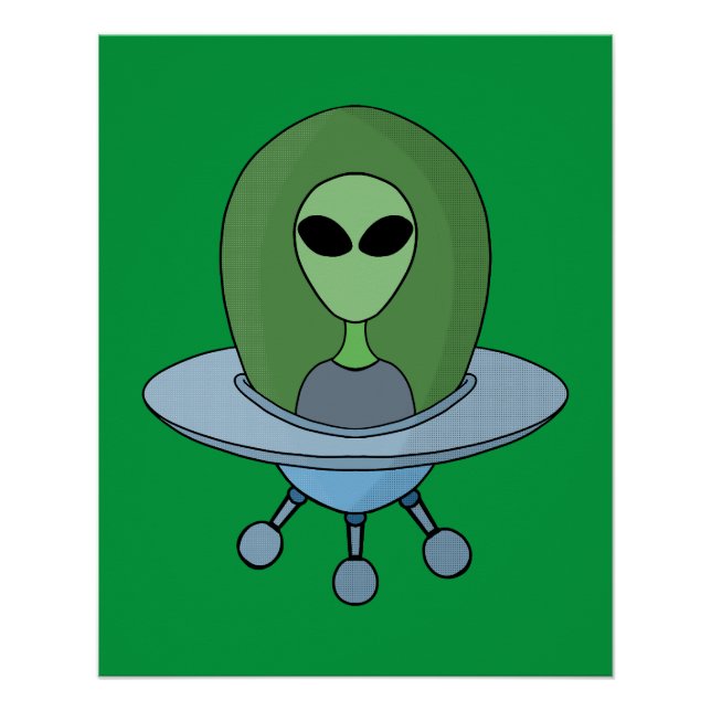 Poster Alien dans son petit vaisseau spatial (Devant)