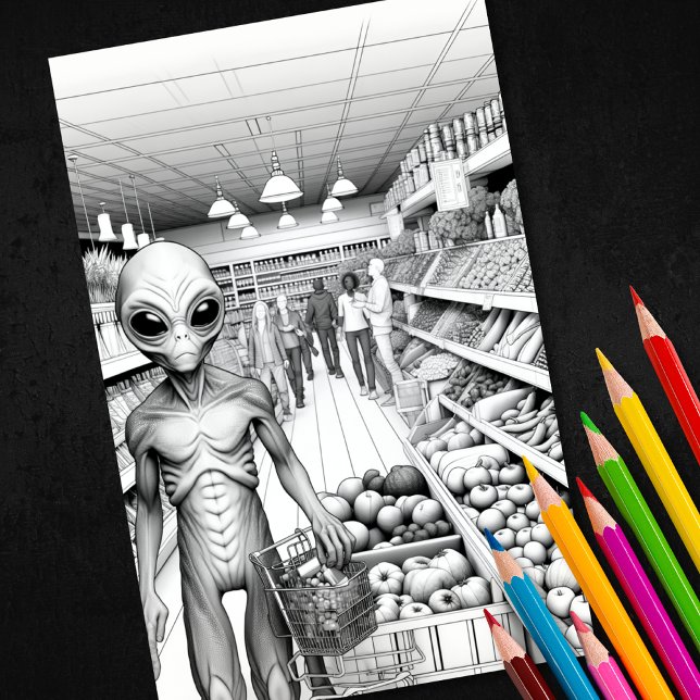 Poster Alien de coloration adulte 3D (Créateur téléchargé)