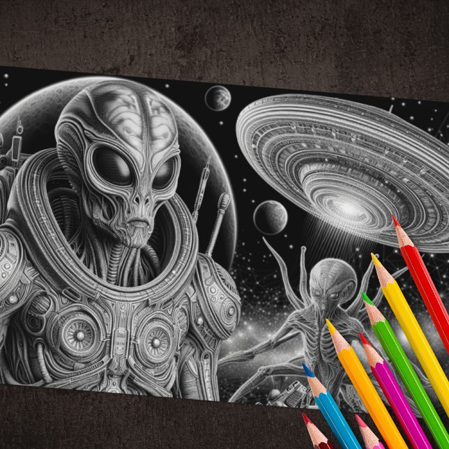 Poster Alien de coloration adulte 3D (Créateur téléchargé)