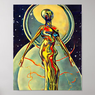 Poster Alien de métal liquide Art original de la science