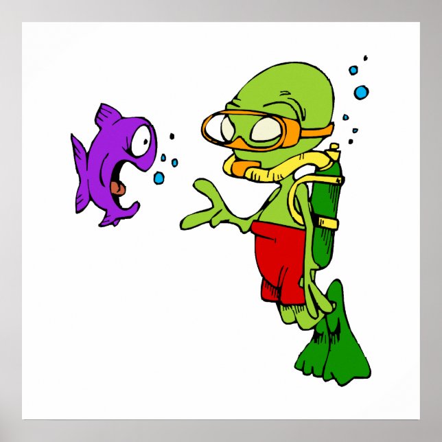Poster Alien de plongée sous-marine (Devant)