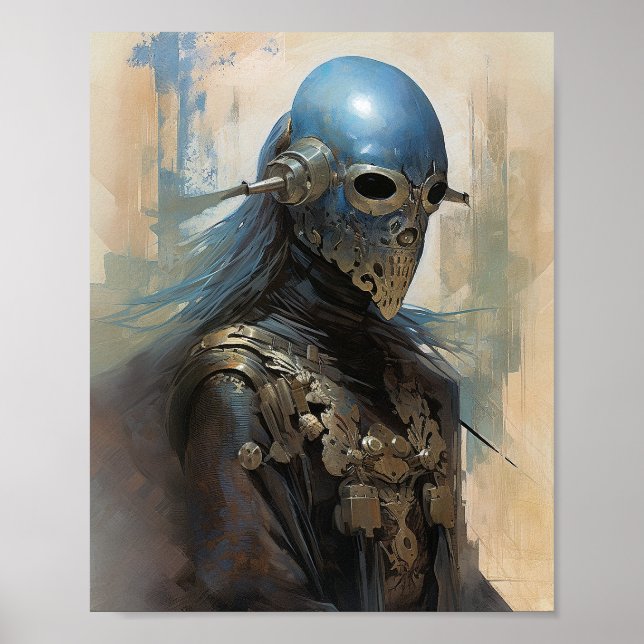 Poster Alien de science-fiction portant un masque casque (Devant)