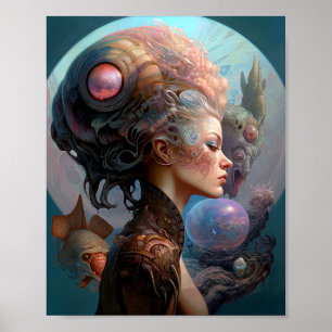 Poster Alien Femme Surreal Science Fiction Art