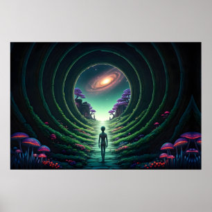 Poster Alien Figure marche vers une planète éloignée de S